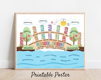 School Nurse Bridge Poster: Colorful Office Art (Digital Download)