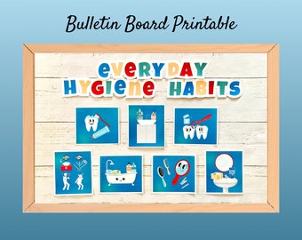 Healthy Habits Bulletin Board Kit: School Nurse Office Decor - Personal Hygiene  (PDF Printable Set)