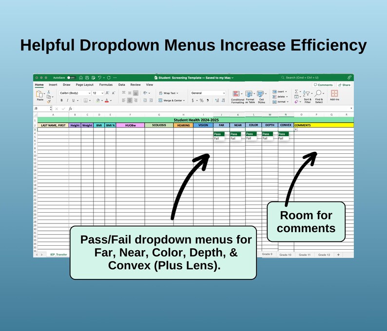Depth Menu Hoja de cálculo editable de Excel para la evaluación de salud de la ...