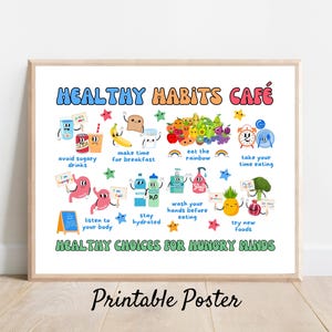 School Nurse Poster, Healthy Habits Cafe for Kids, Printable Nutrition, Funny School Nurse Decor, Elementary School Nursed, Cafeteria Poster