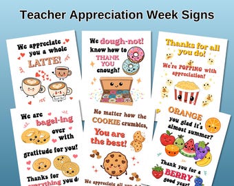 Teacher Appreciation Week Signs Printable | Staff Treat Posters PTO School (Digital Download, PDF)