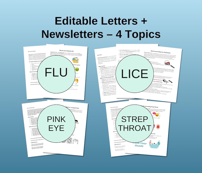 Strep Letters School Nurse Letter & Flyer Templates Bundle: Editable Nurse Notes ...