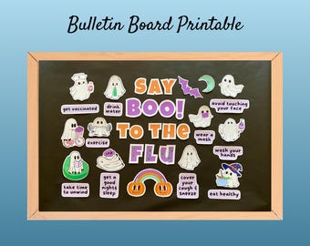 Fall Flu Bulletin Board Kit, Halloween School Nurse Bulletin Board Set Printable, Nurse Office Decor, Flu Season Clinic Decorations Autumn