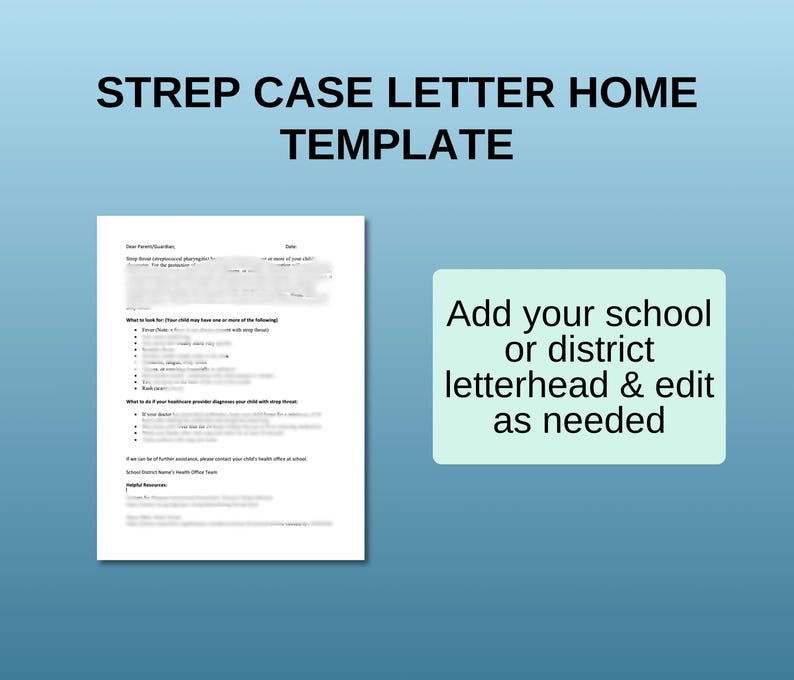 Strep Letters School Nurse Letter & Flyer Templates | Strep Prevention (digital ...