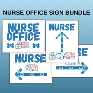 Nurse Office Sign Bundle, School Nurse Door Sign, Pediatric Nurse Office Poster, Cute Health Office Sign, Elementary School Clinic Decor
