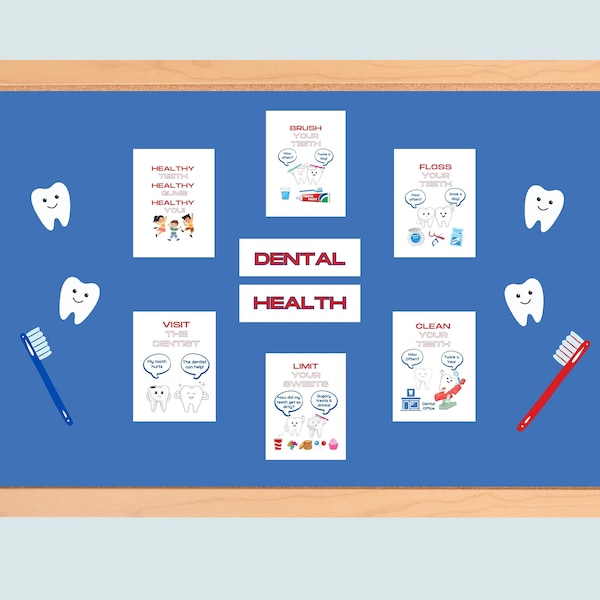 School Nurse Bulletin Board Kit, February Dental Awareness Printables, Oral Health Posters, Brush and Floss Signs for the Nurses Office