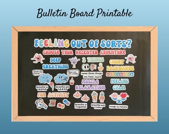 Calm Corner bulletinboard-kit: zelfreguleringsstrategieën, decor voor schoolverpleegster (afdrukbare pdf-set)