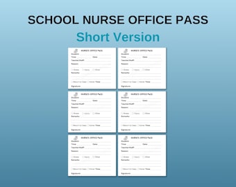 School Nurse Pass Printable Short Version: Health Office Forms (PDF Download, PNG Included)