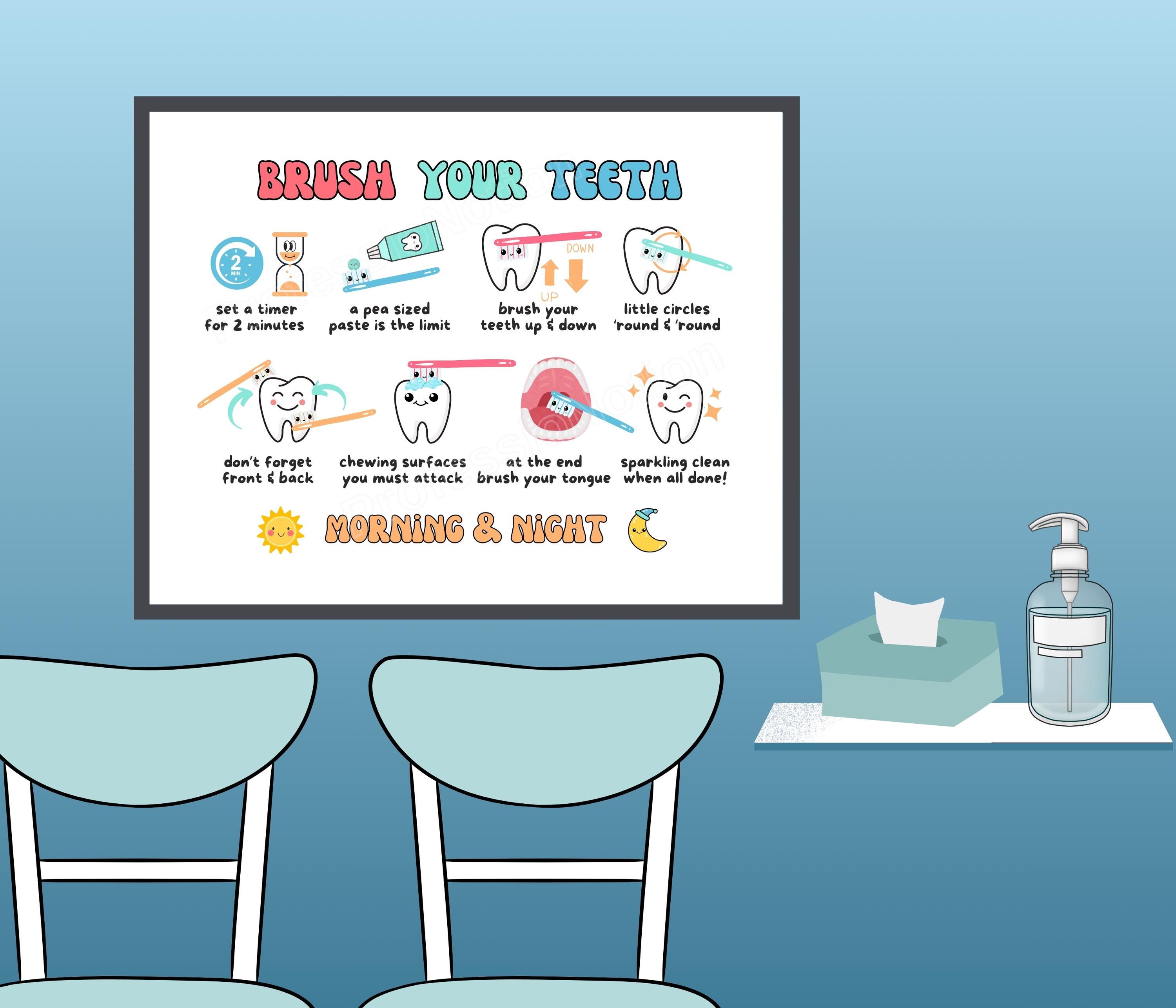 Brush Your Teeth Printable Poster: School Nurse Decor - Oral Health ...
