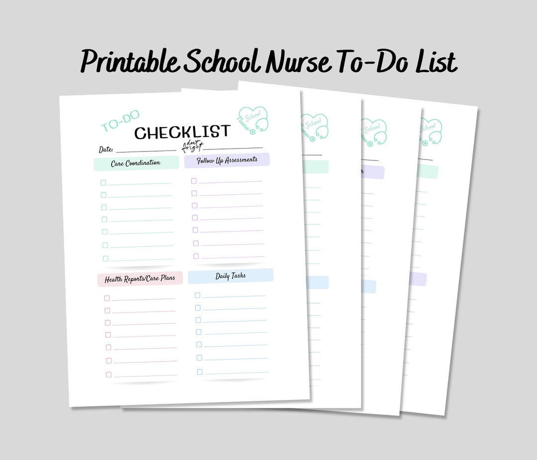 School Nurse Printable Checklist, School Nurse to Do List, School Nurse School Nurse Printable Checklist, School Nurse to Do List, School Nurse