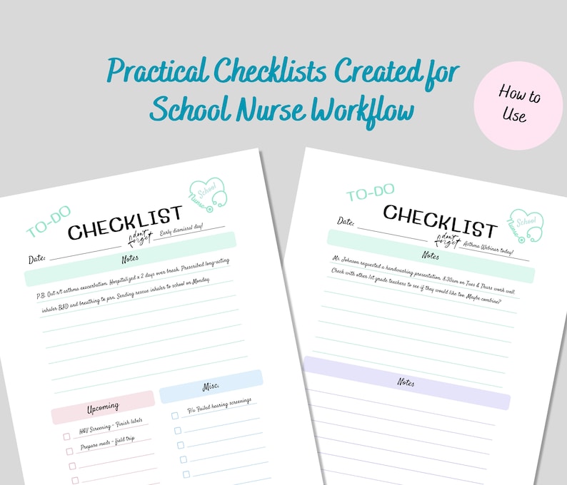 School Nurse Checklist Printable, Nurse Office to Do List, School Nurse ...
