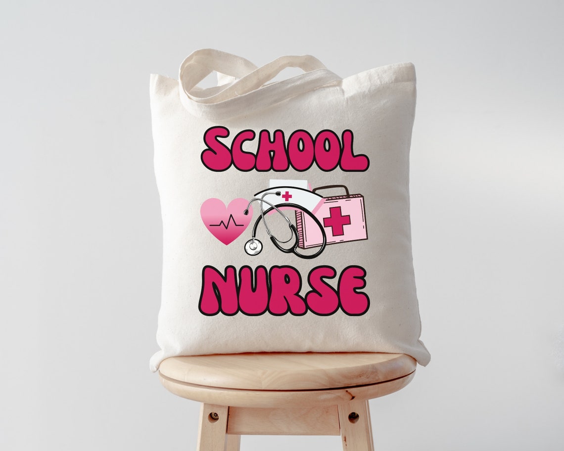 School Nurse Gift, School Nurse Canvas Tote Bag, Thank You Gift, Nurses