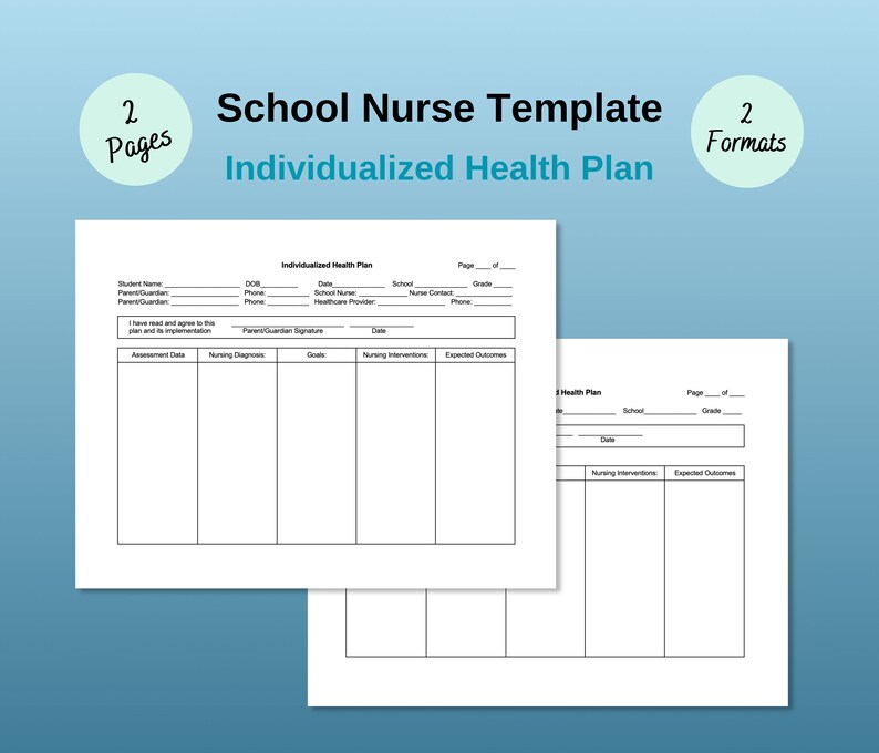 School Nurse Printable Health Template, Individualized Health Plan ...