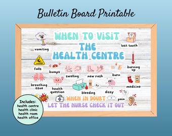 Bulletinboardkit voor gezondheidscentrum: kantoorinrichting schoolverpleegster (afdrukbare pdf-set)