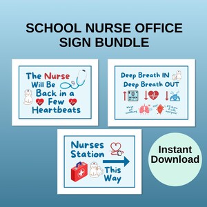 School Nurse Office Signs Bundle, School Nurse Door Sign, School Nurse Office Poster, Cute Health Office Sign, Elementary Health Office