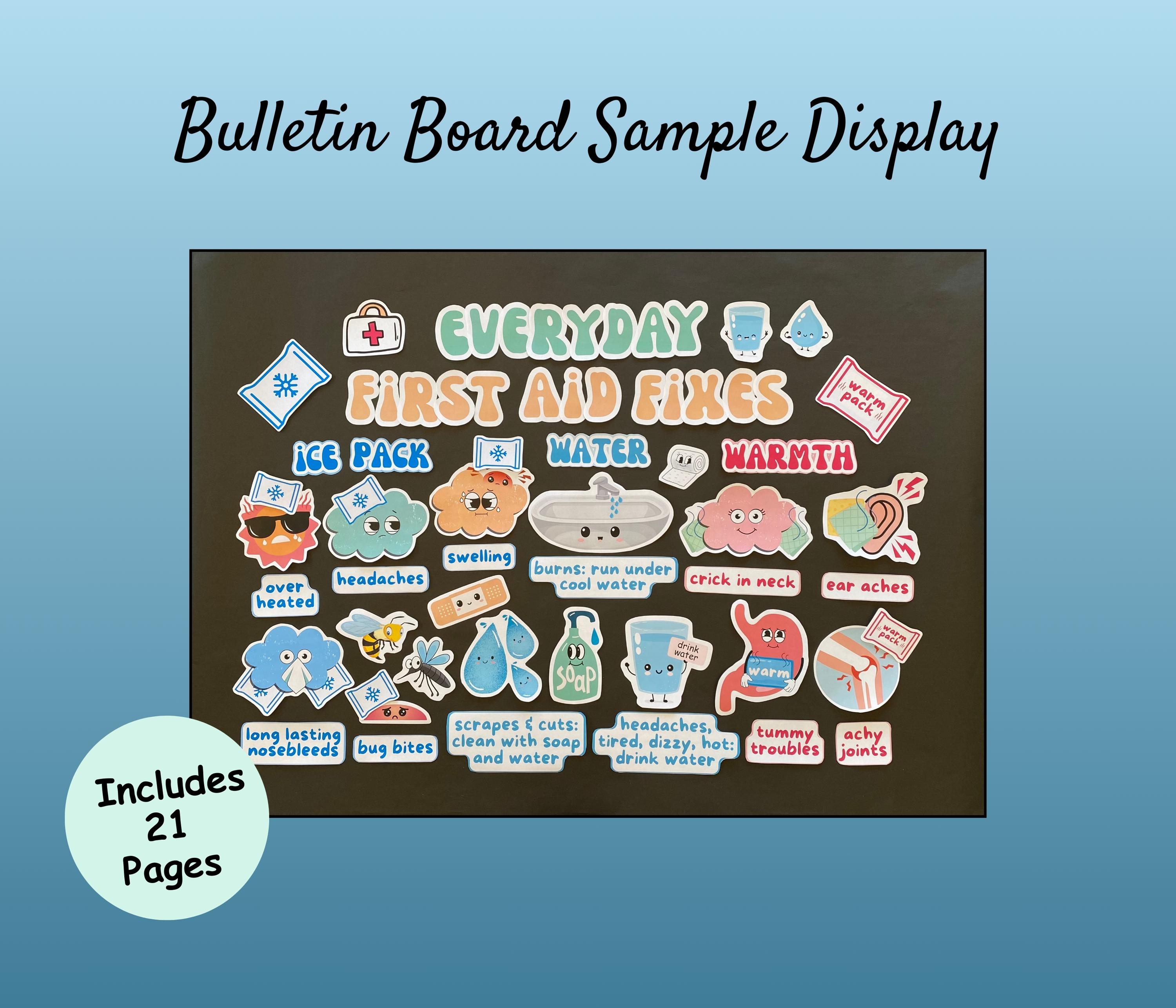 First Aid Bulletin Board Kit School Nurse Office Decor PDF Printable 