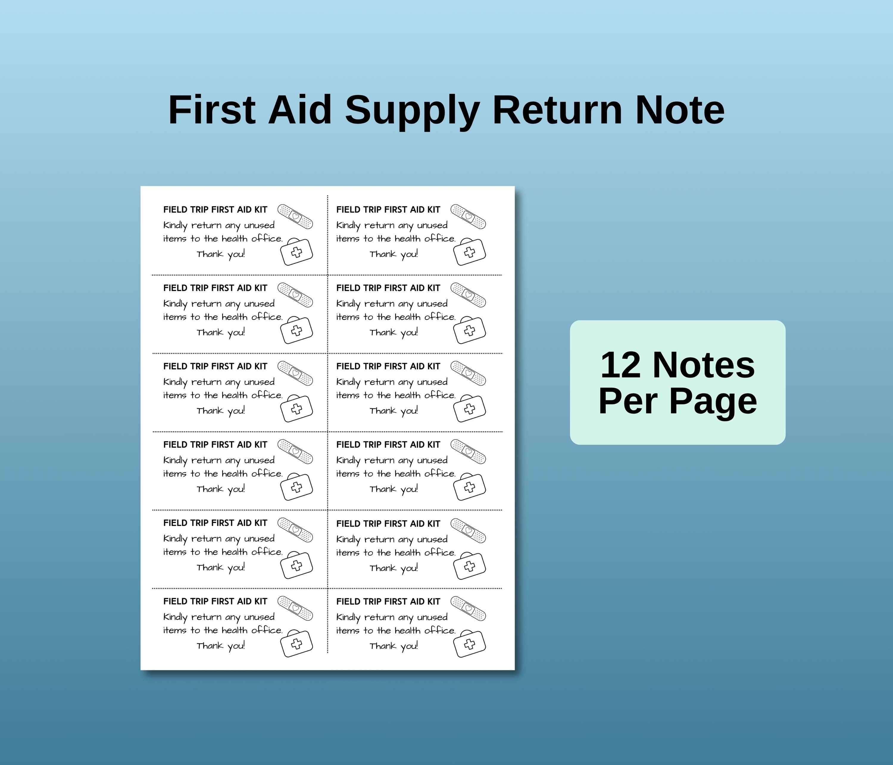 School Nurse Field Trip Supply Return Note (digital Download) - Etsy