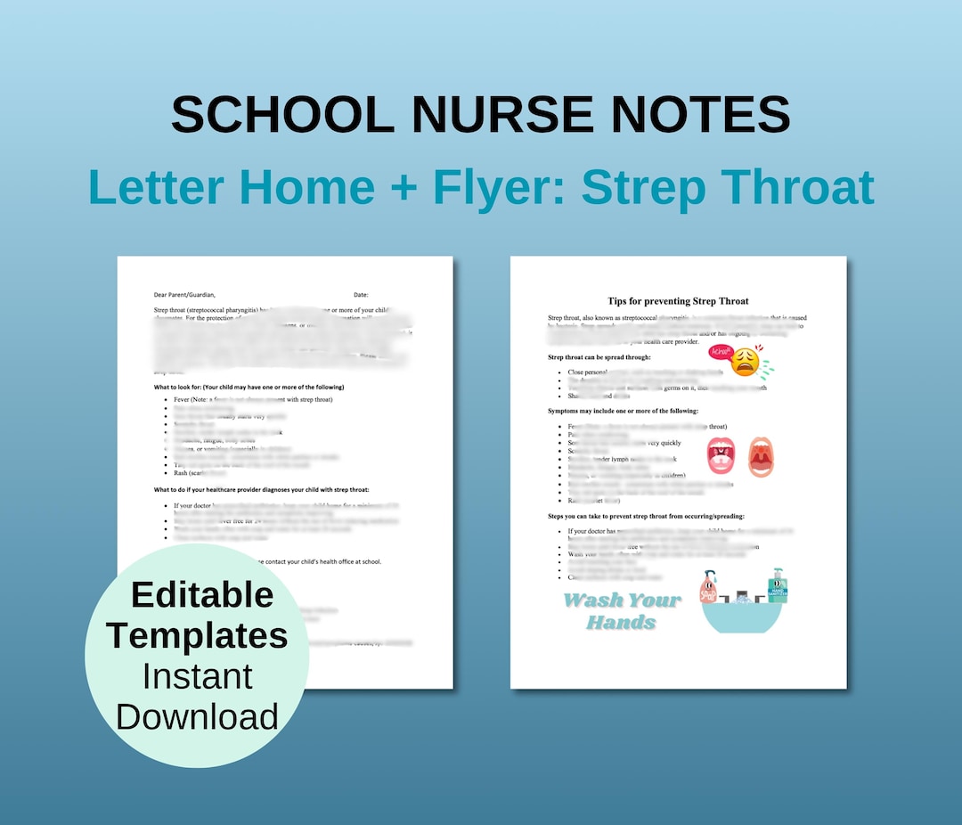 Strep Letters School Nurse Letter & Flyer Templates | Strep Prevention (digital ...