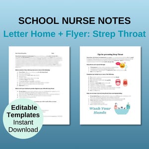 Plantillas de cartas para enfermeras escolares, Notas de enfermería editables para el hogar, Boletín informativo para enfermeras escolares, Herramientas de oficina para enfermeras escolares, Nota para padres