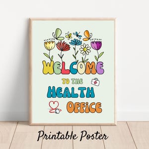 Health Office Printable Poster, Health Clinic Decor, Health Office Art, School Nurse Office Decor, Health Aide Welcome Door Sign