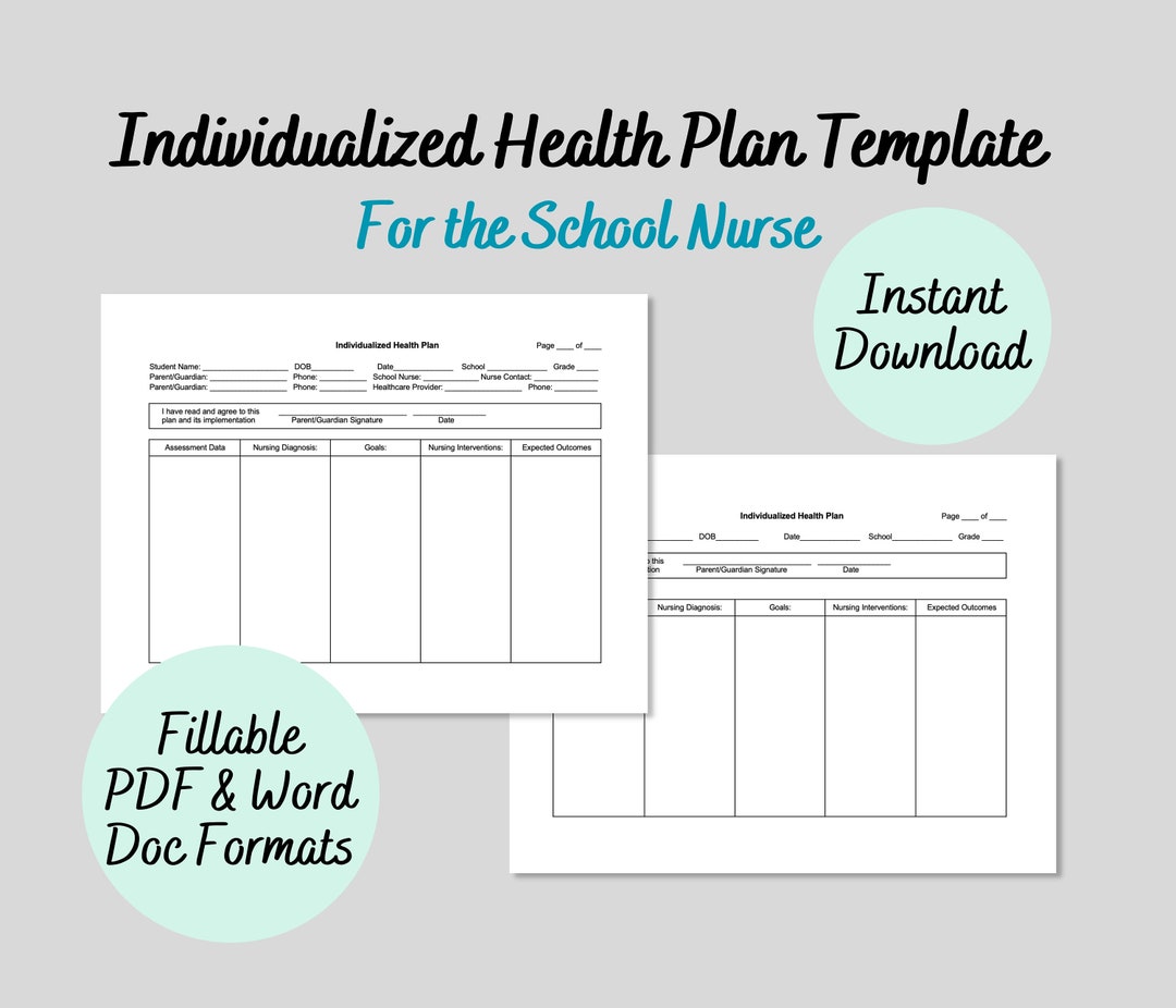 School Nurse Printable Health Template Individualized Health Plan ...