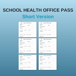 School Health Office Pass, Nurse&#39;s Office Pass, Health Office Decor, Elementary Health Office, School Nurse Form, School Nurse Decor