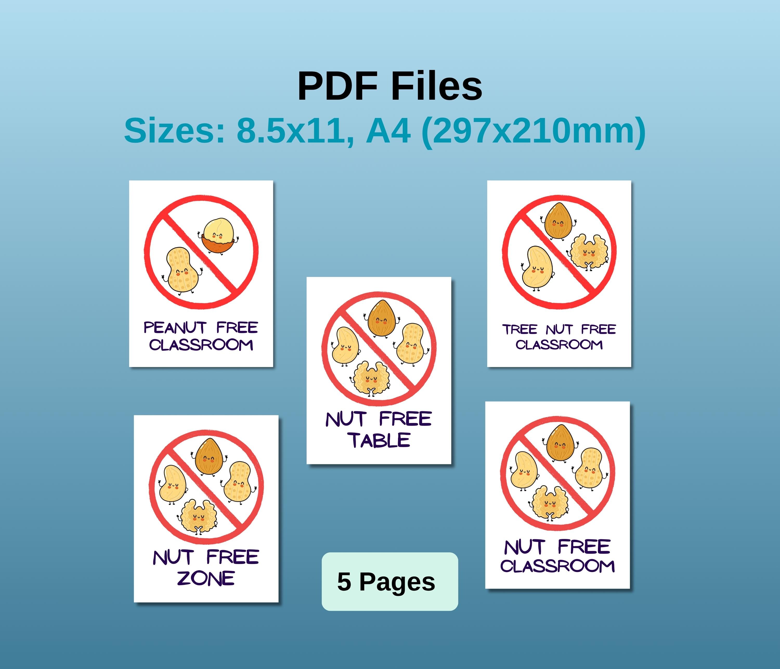 Nut Free Zone Printable Poster Bundle: School Clinic Allergy Alert ...