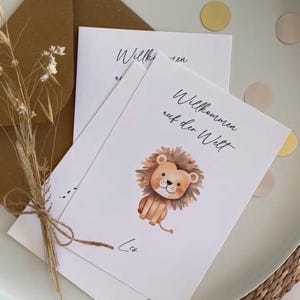 Karte zur Geburt mit Umschlag | Glückwunschkarte Baby personalisiert | Geburtsgeschenk | Willkommen auf der Welt (Nr.150-01)