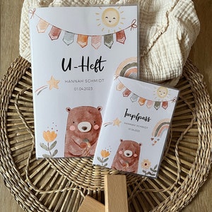 U-Heft-Hülle und Impfpass Hülle mit Namen | mit Innenfächern | Hülle für Untersuchungsheft und Impfpass | Boho