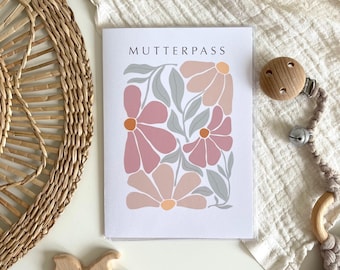 Mutterpasshülle Blumen | optional personalisiert | Schutzhülle für den deutschen Mutterpass | Geschenkidee zur Schwangerschaft (Nr. 244-04)