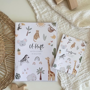 U-Heft-Hülle und Impfpass Hülle Boho Jungle optional mit Namen | mit Innenfächern | Hülle für Untersuchungsheft und Impfpass (Nr.600-03)