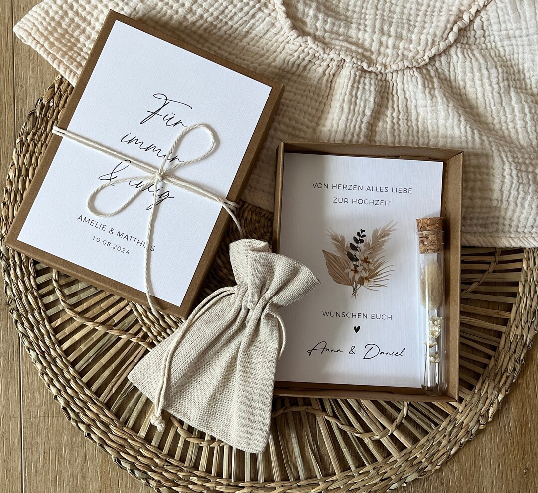 KKSJK Geldgeschenk Verpackung Hochzeit - Elegantes Set Mit Reagenzglas & Holzsockel