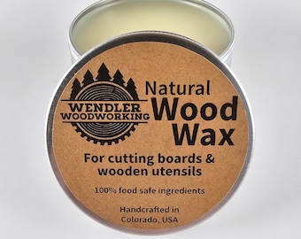 All Natural Cutting Board Wax, Butcher Block Conditioner, Board Butter, 2 oz. Tin, Food Safe, made with Mineral Oil & Beeswax, Wood Butter