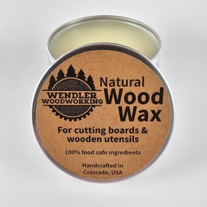 All Natural Cutting Board Wax, Butcher Block Conditioner, Board Butter, 2 oz. Tin, Food Safe, made with Mineral Oil & Beeswax, Wood Butter