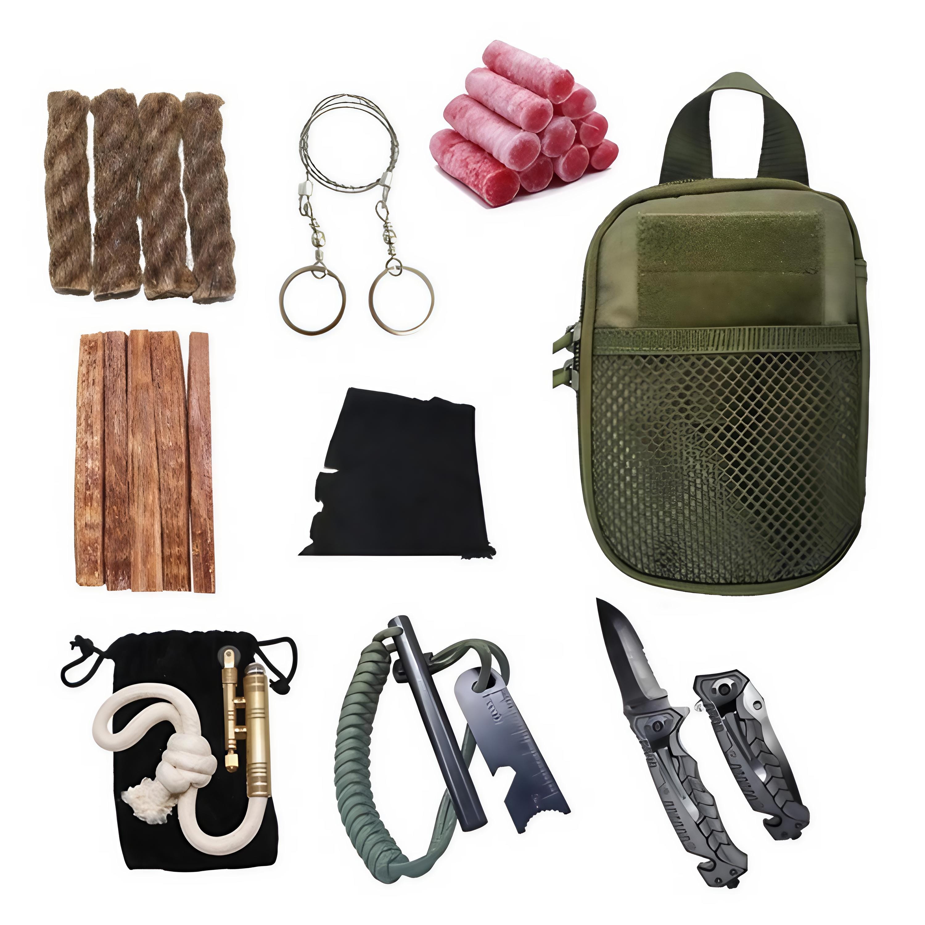 Ultimate Flint Fire Starter Kit With MOLLE Pouch - Survival Fire Starting Tools For Camping