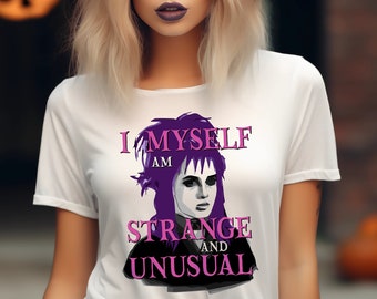 Mujer Yo mismo soy extraño e inusual BEETLEJUICE Tiempo limitado Lindo Halloween Otoño Otoño Camiseta gráfica de moda Camiseta de talla grande hasta 5XL