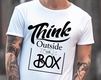 Idea de regalo para hombre / Pensar fuera de la caja / Cita inspiradora que dice camiseta Camiseta talla grande hasta 5XL