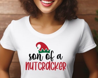 Idea de regalo de Navidad / Hijo de un Cascanueces / Cita divertida que dice camiseta de elfo Camiseta de talla grande hasta 5XL