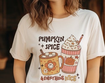Mujer PUMPKIN SPICE & Everything Nice tiempo limitado Retro otoño moda gráfica camiseta talla grande hasta 5XL