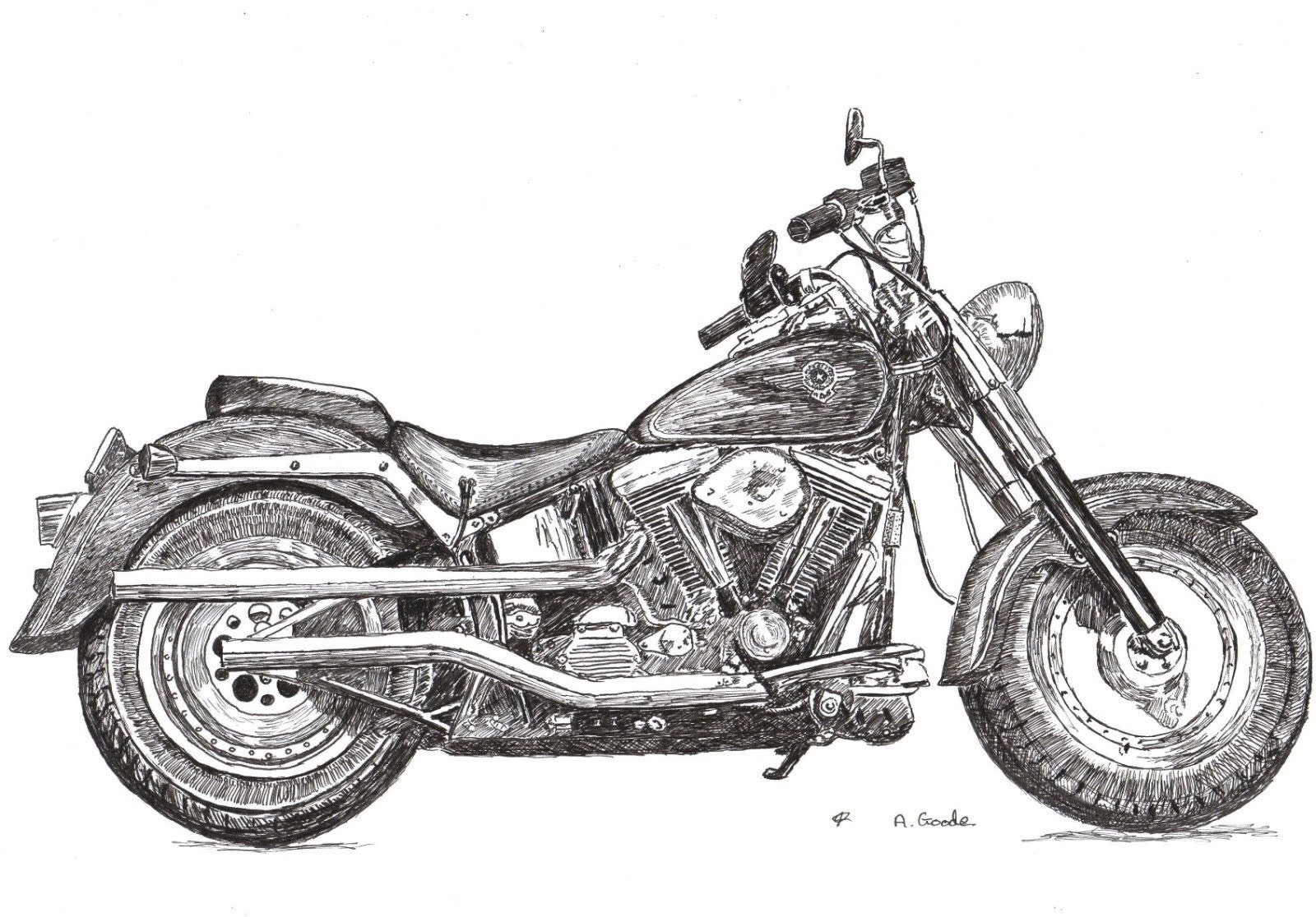 Harley Davidson Drawing - Etsy Israel, image size:1600x1116