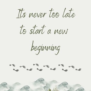 Its Never Too Late To Start A New Beginning Instant Digital Printable Downloadable Art Print