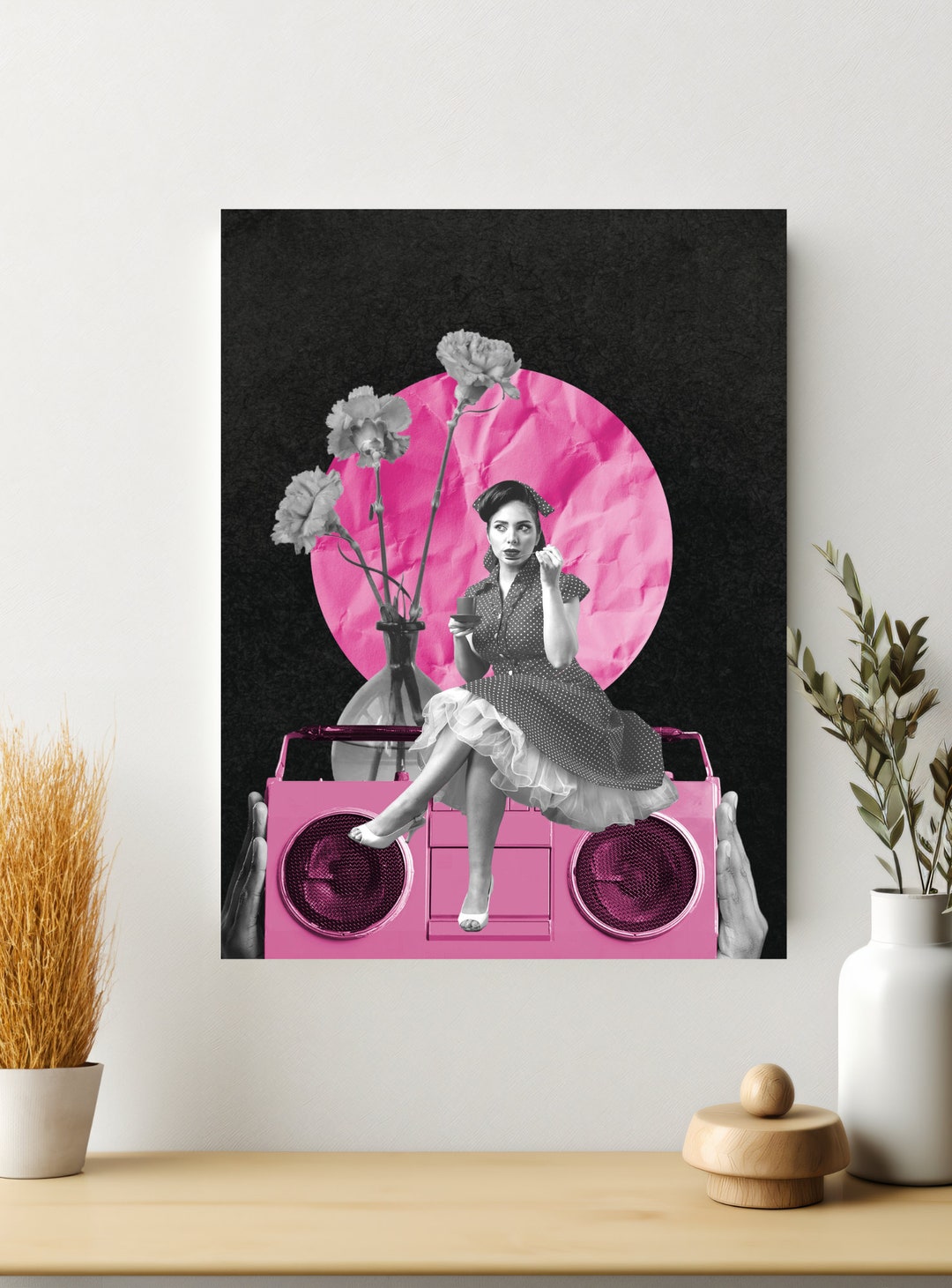 Pink Vintage Wall Art 4 Size Options Etsy