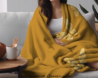 Gold butterfly Fleece Sherpa Blanket 60x80