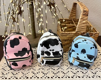 Cow Print Mini Backpack Keychain Coin Purse Wallet Cow Printed