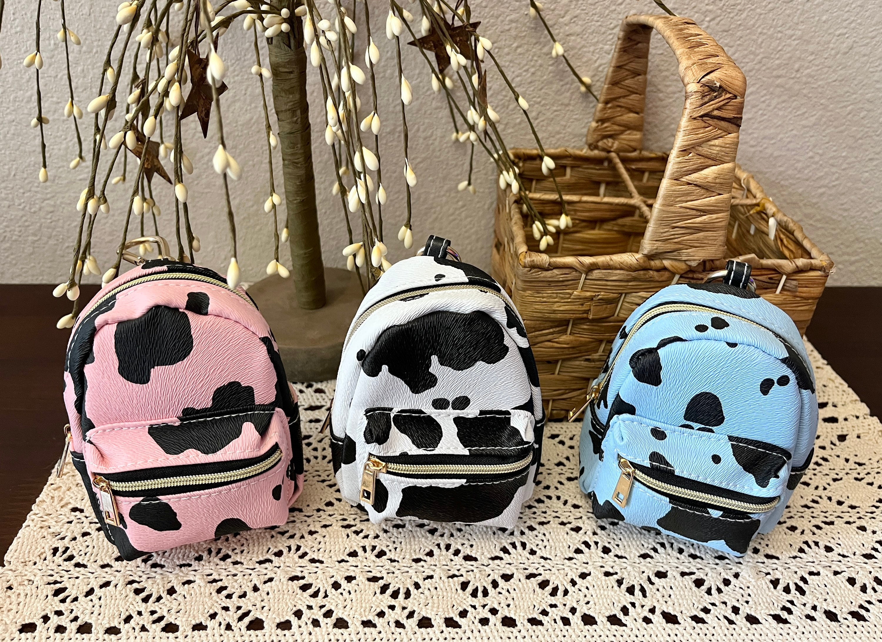  QeenRTUU Printed Cow Pattern Coin Purse Pouch Real Littles  Backpack Mini Backpack Style Key Chain Coin Purse for Women Small Wallets  Purse Keychain Coin Pouch Bags (White) : Clothing, Shoes 