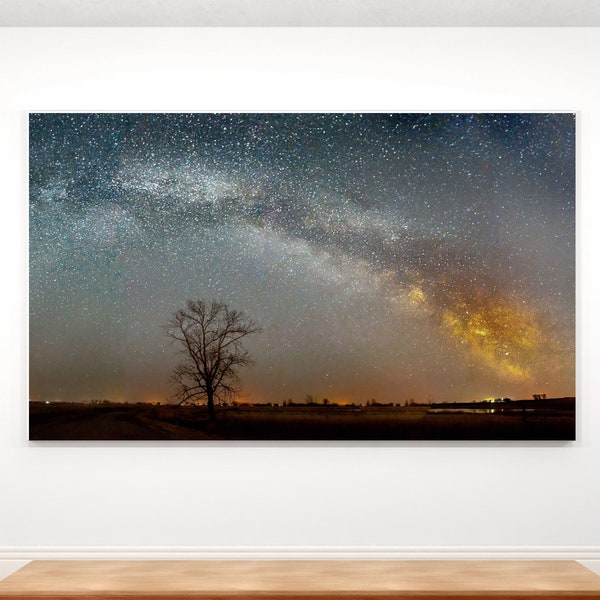 Искусство Млечного Пути - Ночное небо Альберты - Канадское пейзажное печатное искусство - Цифровая загрузка - Цифровые отпечатки