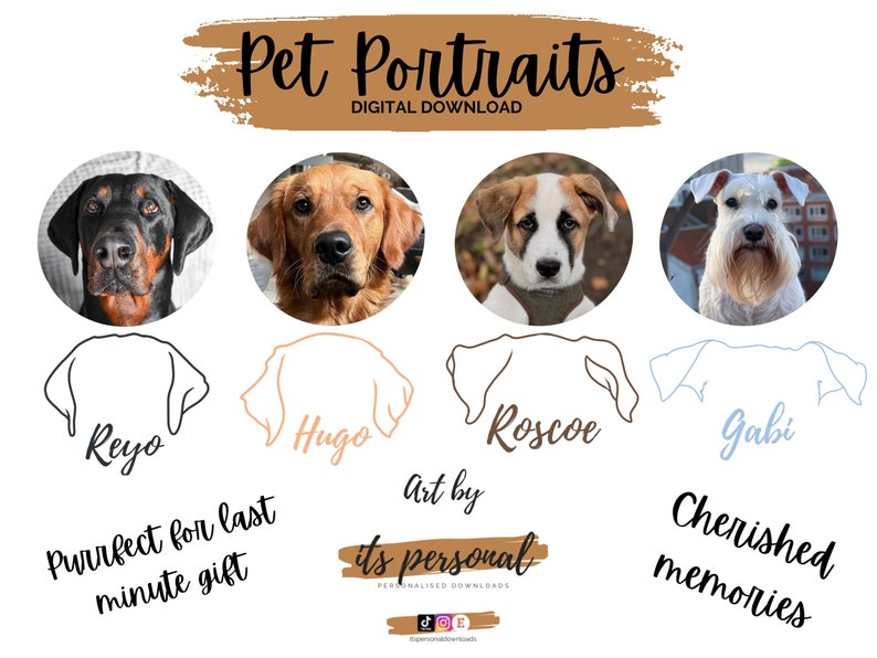 Custom pet portrait image download, high quality for print, phone wallpaper or desktop background. Purrfect for birthday, Christmas gifts. image 1