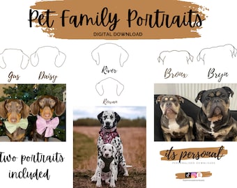 Custom pet family portrait image download, high quality for print. Perfect Christmas, birthday, anniversary, valentines gift!