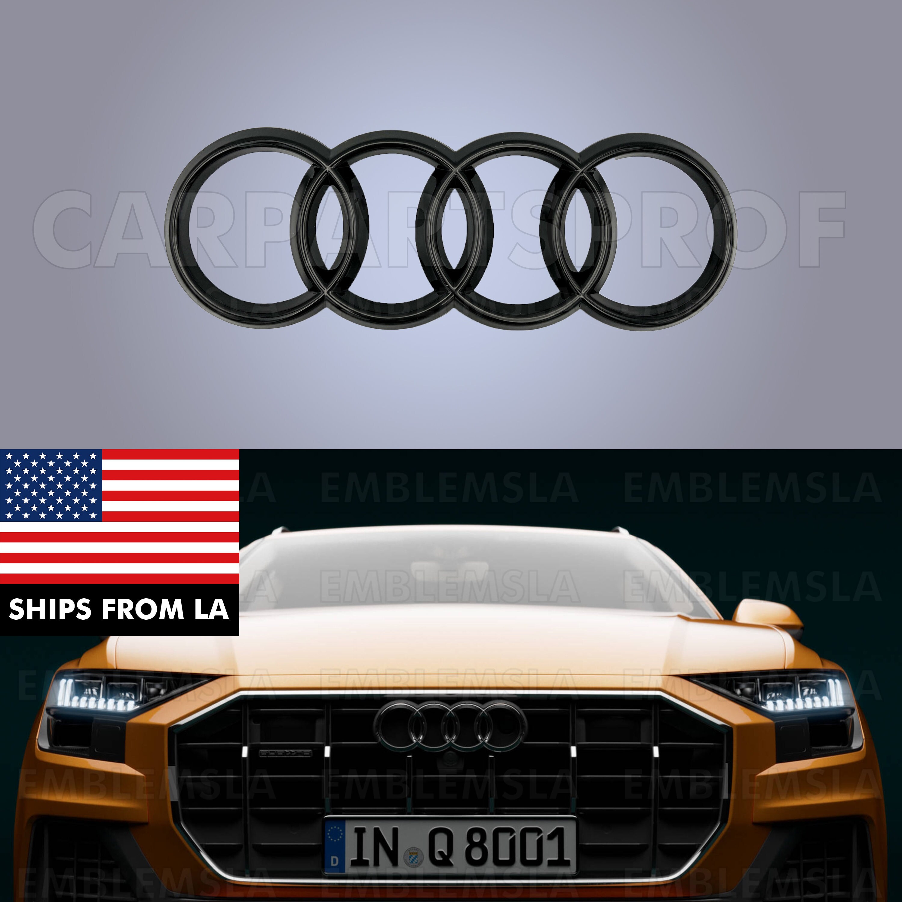 Audi Q8 Front Rear Ring Emblem Gloss Black Trunk Badge 6PCS Etsy