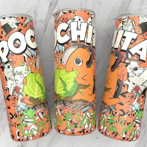 Straight 20 oz skinny tumbler anime sublimation design | manga panel design | manga collage wallpaper 300 dpi ready print | Anime wrap